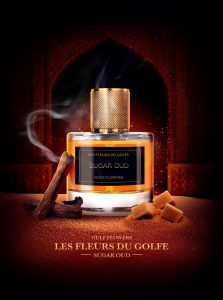 Le parfum des fleurs du Golfe Sugar Oud dans un beau flacon