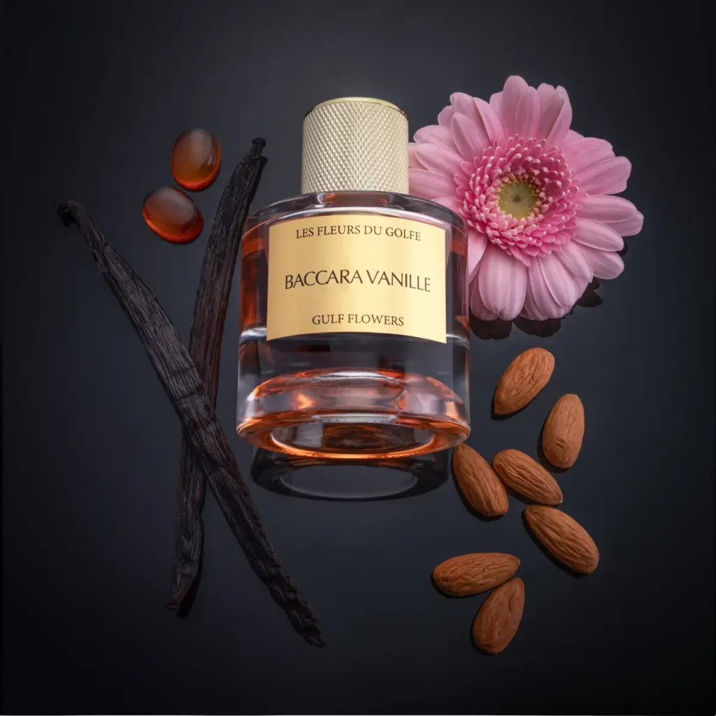 Parfum à la Vanille Baccara Vanille des Fleurs du Gofle a coté de vanille, leurs, ambre et amandes